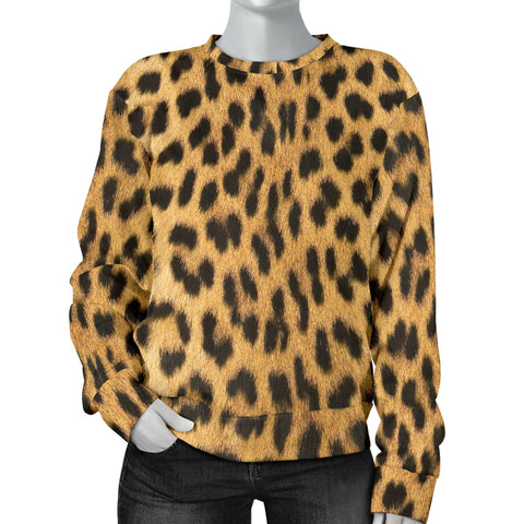 Custom Made Printed Designs Women's (Cheetah B) Sweater Animal Skin Texture