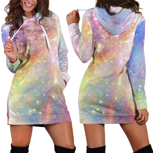 Studio11Couture Women Hoodie Dress Hooded Tunic Galaxy Pastel 8 Athleisure Sweatshirt