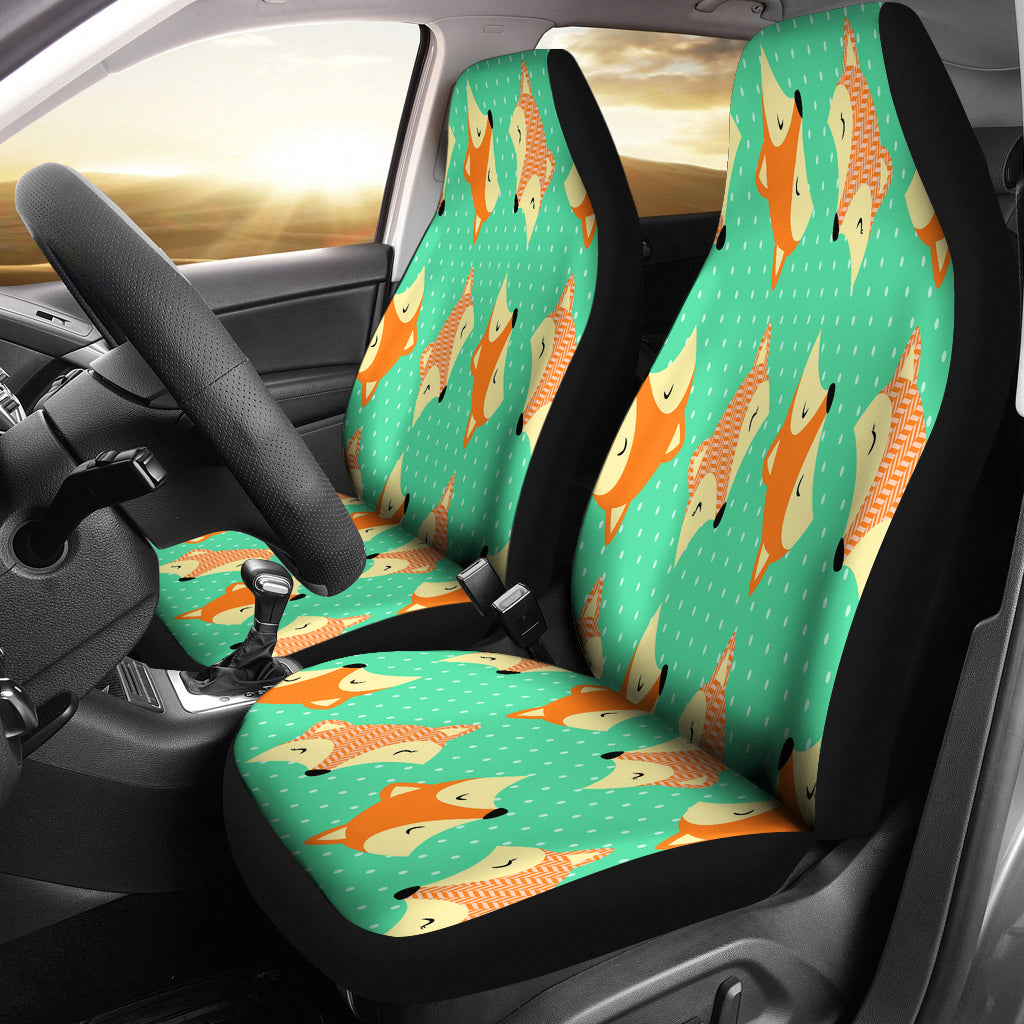 Cute Large Green Fox Car Seat Covers