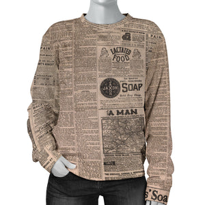 Custom Made Printed Designs Women's (N6) Sweater Newspaper