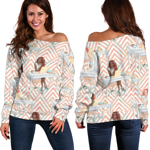 Women Teen Off Shoulder Sweater Crafter Fashion 06