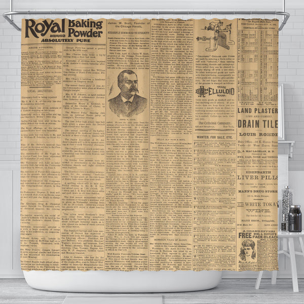 Old Newspaper 2 Shower Curtain - STUDIO 11 COUTURE