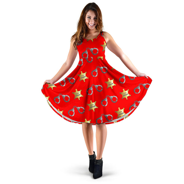 Women's Dress, No Sleeves, Custom Dress, Midi Dress, Police 11