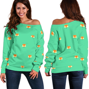 Women Teen Off Shoulder Sweater Foxes 2 Paper 4