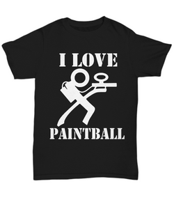 Women and Men Tee Shirt T-Shirt Hoodie Sweatshirt I Love Paintball
