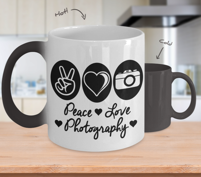 Color Changing Mug Photography Theme  Peace Love Photography