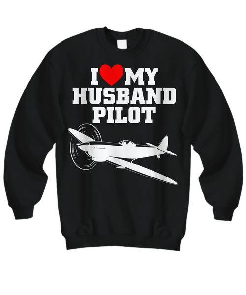 Women and Men Tee Shirt T-Shirt Hoodie Sweatshirt I Love My Husband Pilot