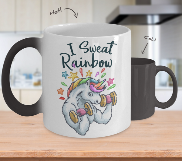 Color Changing Mug Retro 80s 90s Nostalgic I Sweat Rainbow