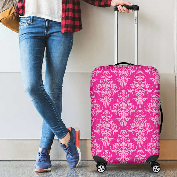 Magenta Damask Luggage Cover
