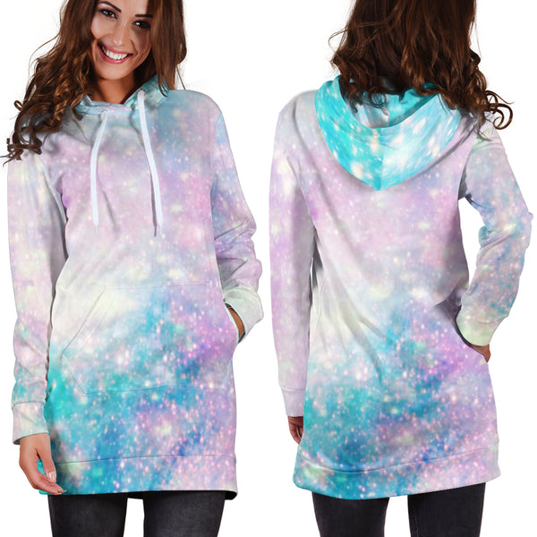 Studio11Couture Women Hoodie Dress Hooded Tunic Galaxy Pastel 5 Athleisure Sweatshirt