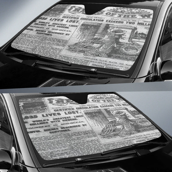 Old Newspaper Auto Sun Shades