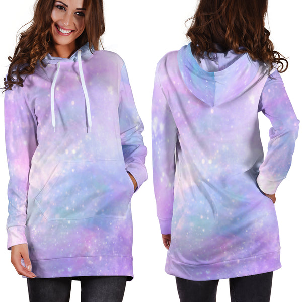 Studio11Couture Women Hoodie Dress Hooded Tunic Galaxy Pastel 9 Athleisure Sweatshirt