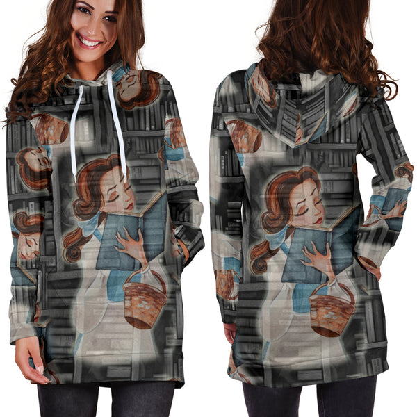 Studio11Couture Women Hoodie Dress Hooded Tunic Beauty And The Beast Bell Athleisure Sweatshirt