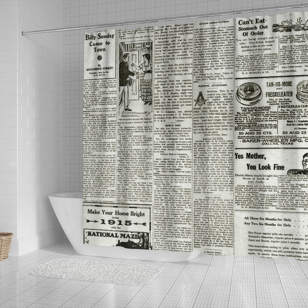 Old Newspaper 4 Shower Curtain - STUDIO 11 COUTURE