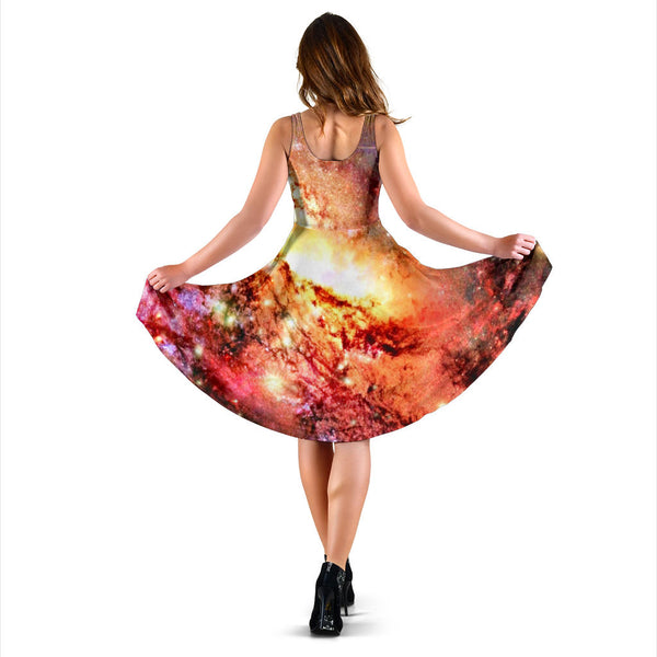 Women's Dress, No Sleeves, Custom Dress, Midi Dress, Galaxy 1-06