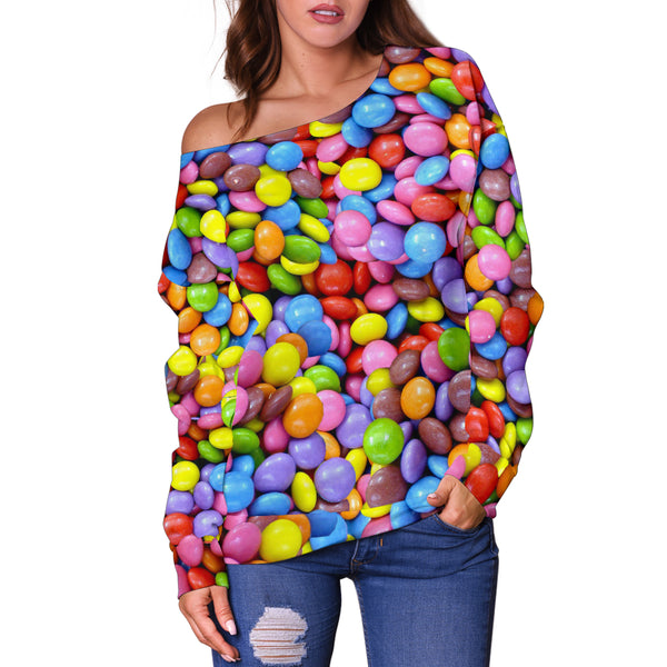 Women Teen Off Shoulder Sweater Candy 1-14