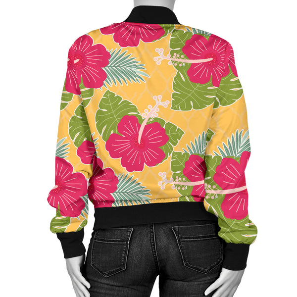 Sports Varsity Style Bomber Jacket Women (K6) Tropical Flowers