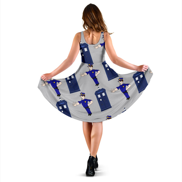 Women's Dress, No Sleeves, Custom Dress, Midi Dress, Police 10