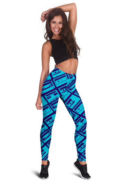 Women Leggings Sexy Printed Fitness Fashion Gym Dance Workout 80's Boombox Sky Blue 11