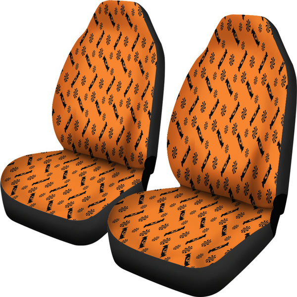 Trick or Treat Orange Black Candy Spooky Car Seat Covers