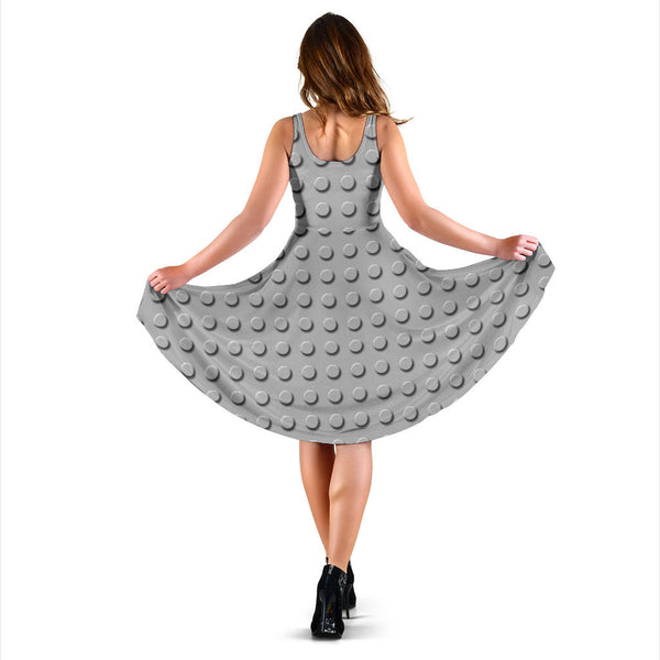 Women's Dress, No Sleeves, Custom Dress, Midi Dress, Lego Building Blocks 12