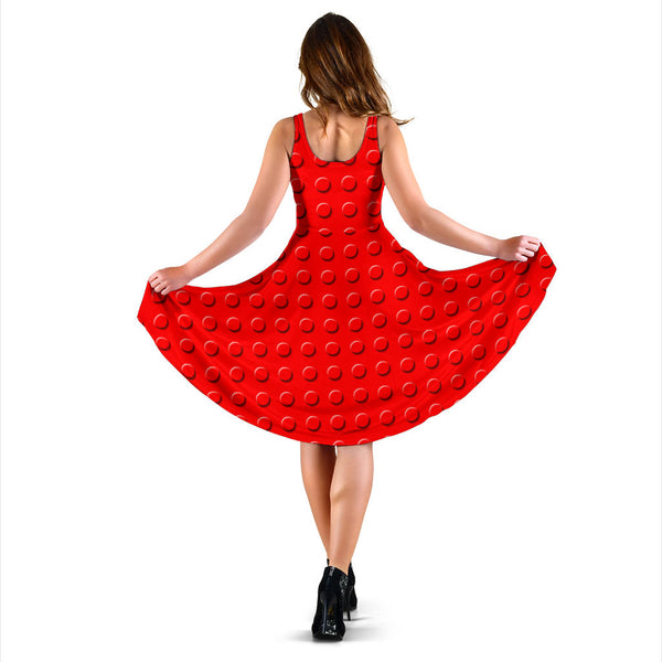 Women's Dress, No Sleeves, Custom Dress, Midi Dress, Lego Building Blocks 04