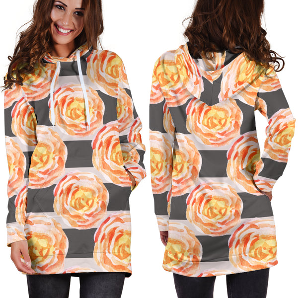 Studio11Couture Women Hoodie Dress Hooded Tunic Astonishing Floral Spring Athleisure Sweatshirt