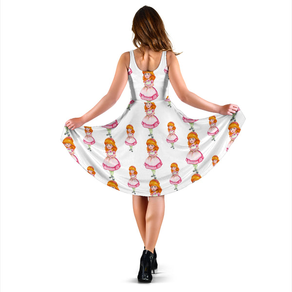 Women's Dress, No Sleeves, Custom Dress, Midi Dress, Alice In Wonderland 4-04