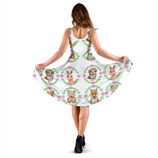 Women's Dress, No Sleeves, Custom Dress, Midi Dress, Woodland 1-11