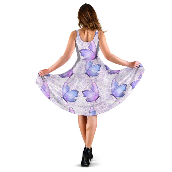 Women's Dress, No Sleeves, Custom Dress, Midi Dress, Lady Butterfly 06