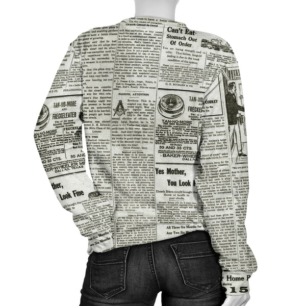 Custom Made Printed Designs Women's (N4) Sweater Newspaper