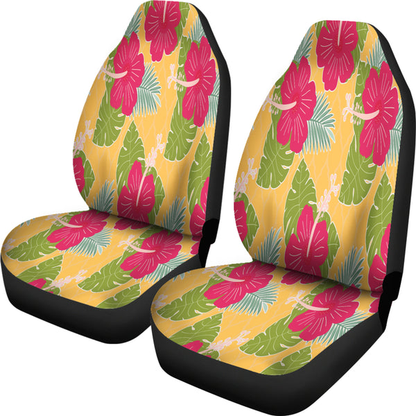 Red Hibiscus Tropical Flower Car Seat Covers