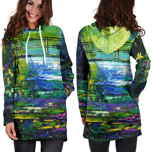 Studio11Couture Women Hoodie Dress Hooded Tunic Pol Ledent After Monet Skin Athleisure Sweatshirt