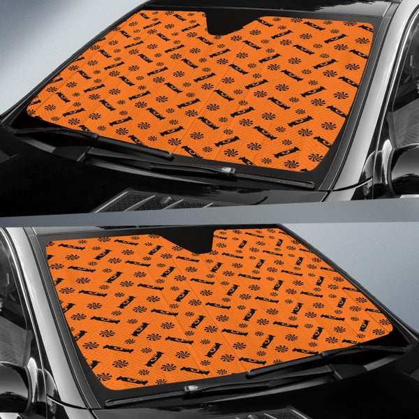 Trick or Treat Orange Black Candy Spooky Auto Sun Shades