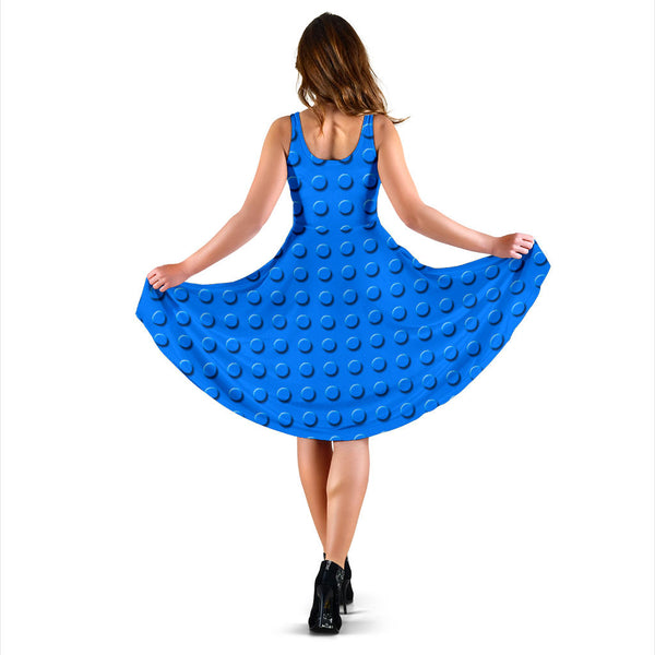 Women's Dress, No Sleeves, Custom Dress, Midi Dress, Lego Building Blocks 05