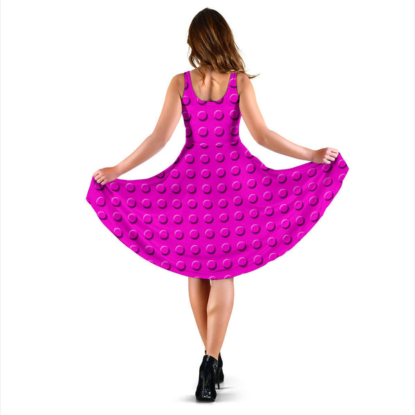 Women's Dress, No Sleeves, Custom Dress, Midi Dress, Lego Building Blocks Pastel 06