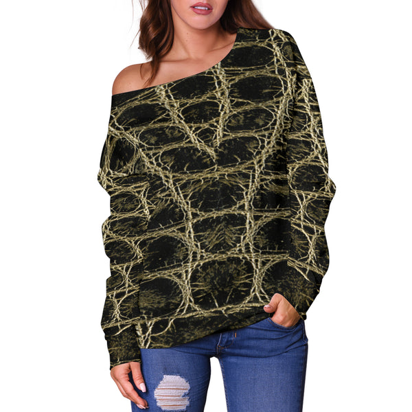 Women Teen Off Shoulder Sweater Leather 1 DFS09