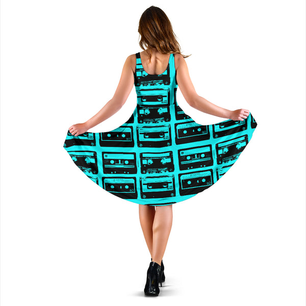 Women's Dress, No Sleeves, Custom Dress, Midi Dress, 80s Boombox 04