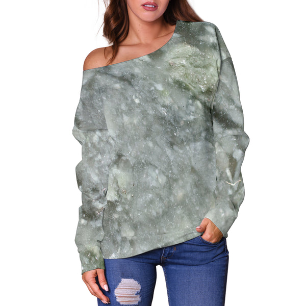Women Teen Off Shoulder Sweater Marble 1 DFS02