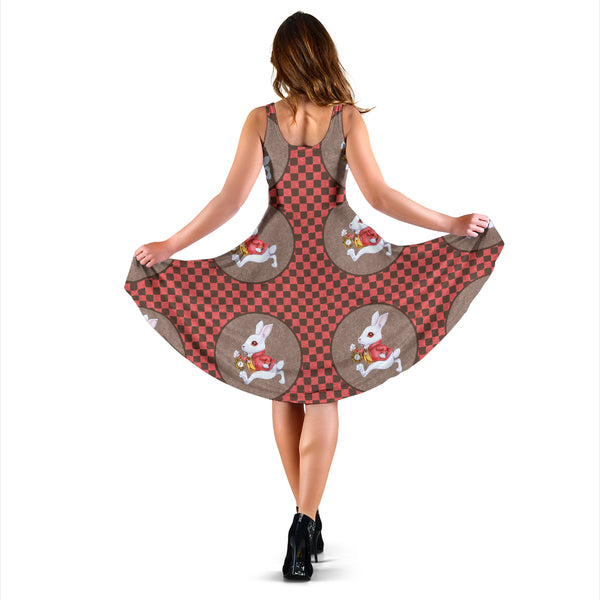 Women's Dress, No Sleeves, Custom Dress, Midi Dress, Alice In Wonderland 3-02