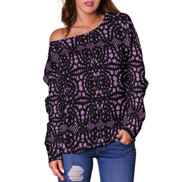 Women Teen Off Shoulder Sweater Lace 1 DFS14