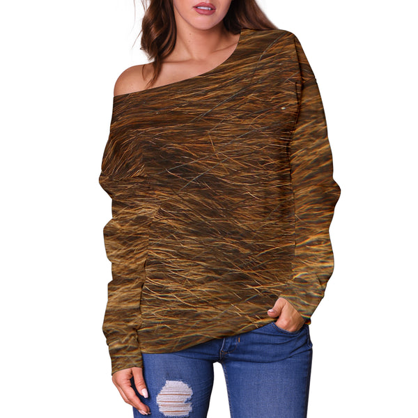 Women Teen Off Shoulder Sweater Animal Skin Texture 1-12