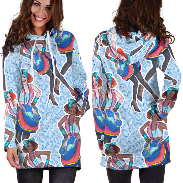 Studio11Couture Women Hoodie Dress Hooded Tunic 80s Trendy Fashion Girl Athleisure Sweatshirt