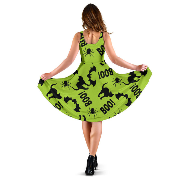 Women's Dress, No Sleeves, Custom Dress, Midi Dress, Trick Or Treat 07
