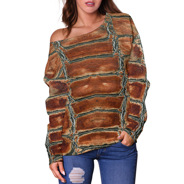 Women Teen Off Shoulder Sweater Leather 1 DFS07