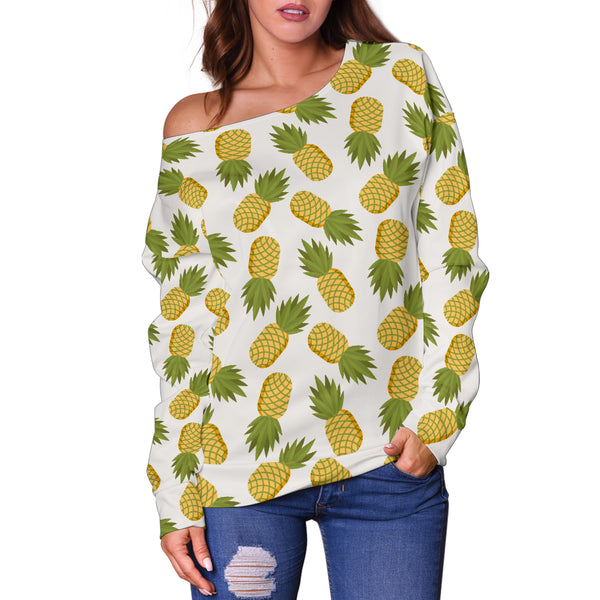 Women Teen Off Shoulder Sweater Floral Tropical 1-02