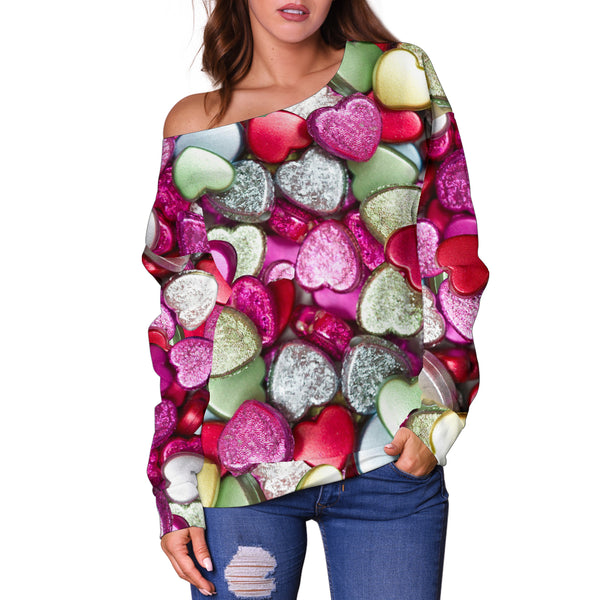 Women Teen Off Shoulder Sweater Candy 1-11