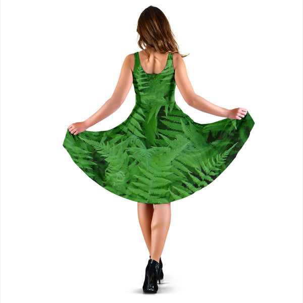 Women's Dress, No Sleeves, Custom Dress, Midi Dress, Nature 1-15