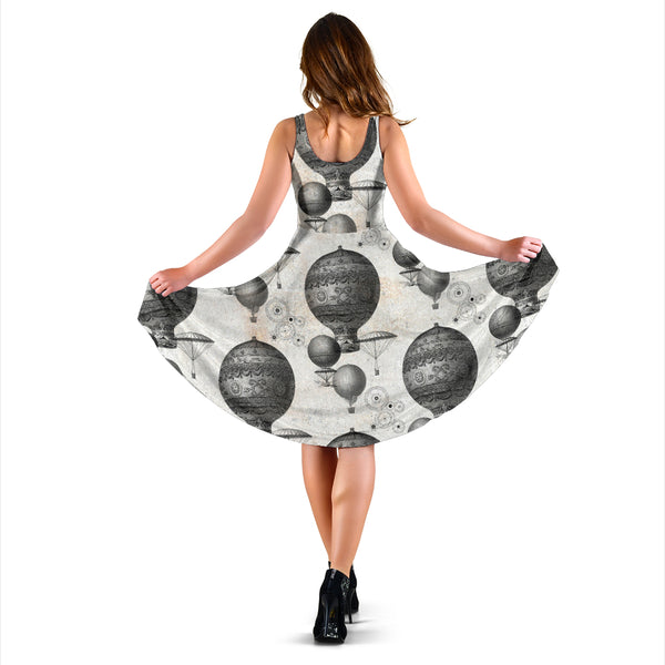 Women's Dress, No Sleeves, Custom Dress, Midi Dress, Steampunk 05