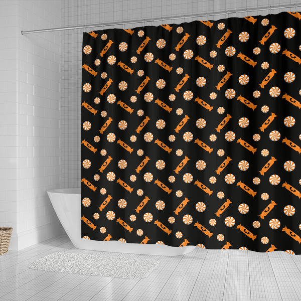 Orange Trick Or Treat Candy Shower Curtain - STUDIO 11 COUTURE